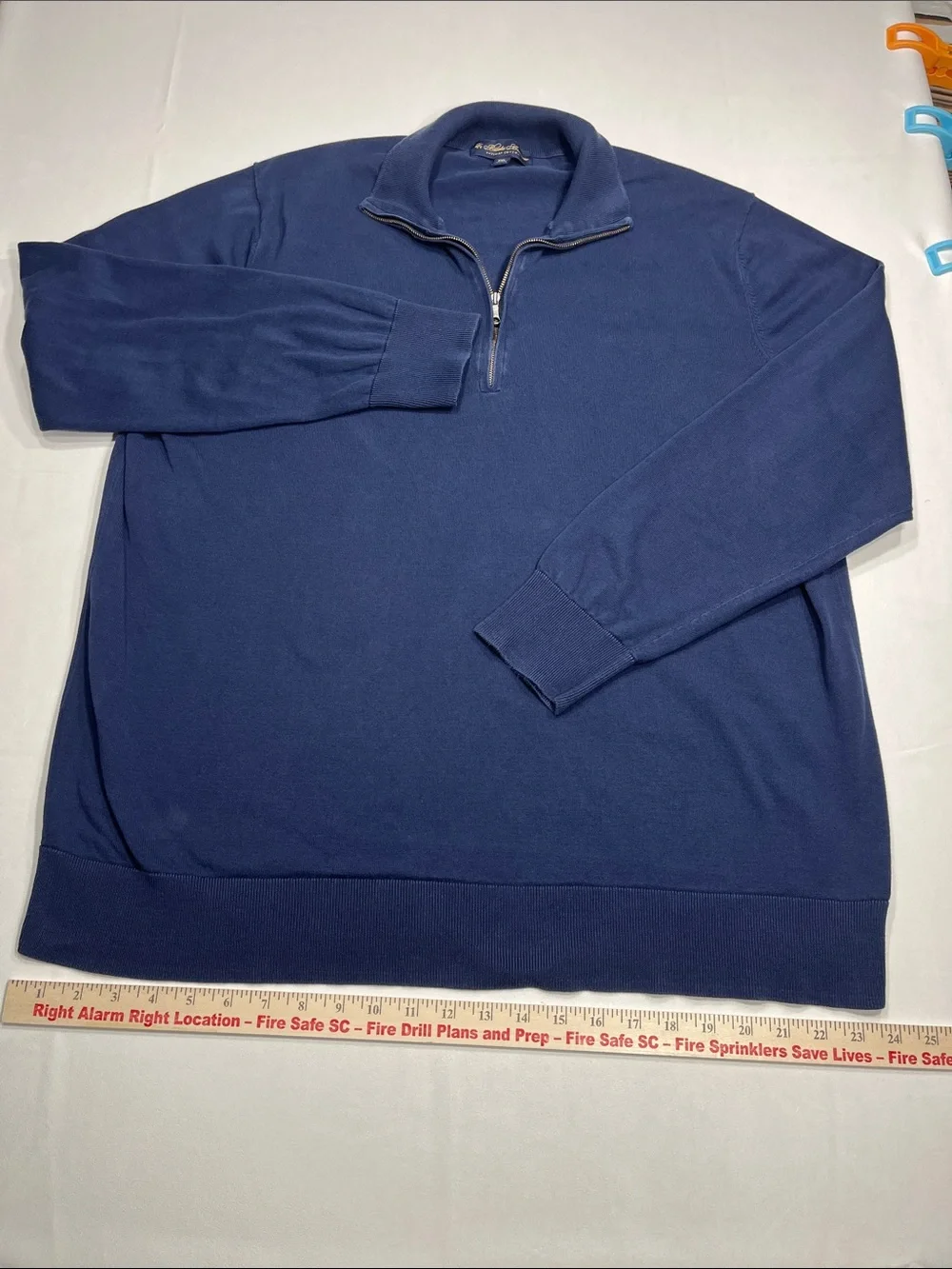 Brooks Brothers Supima‎ Cotton 1/4 Zip Pullover Sweater Men XXL Blue Long Sleeve